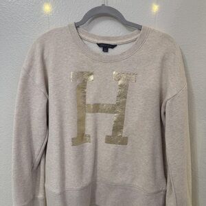 Tommy Hilfiger Beige Sweatshirt with Metallic Logo